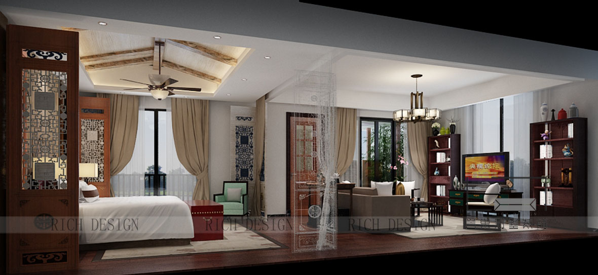 招商華僑城曦城中式主臥裝修設(shè)計 招商華僑城曦城中式主臥裝修設(shè)計效果圖