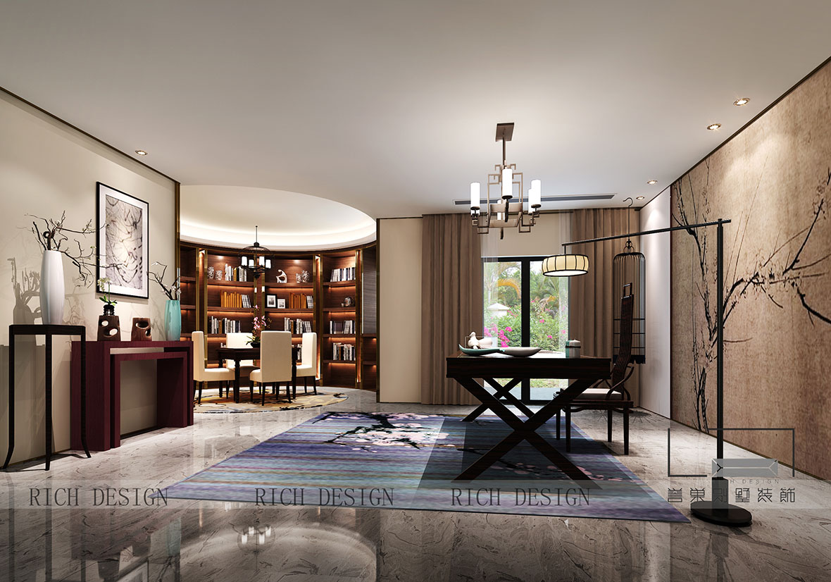 曦城別墅中式書(shū)房裝修 曦城別墅中式書(shū)房裝修效果圖
