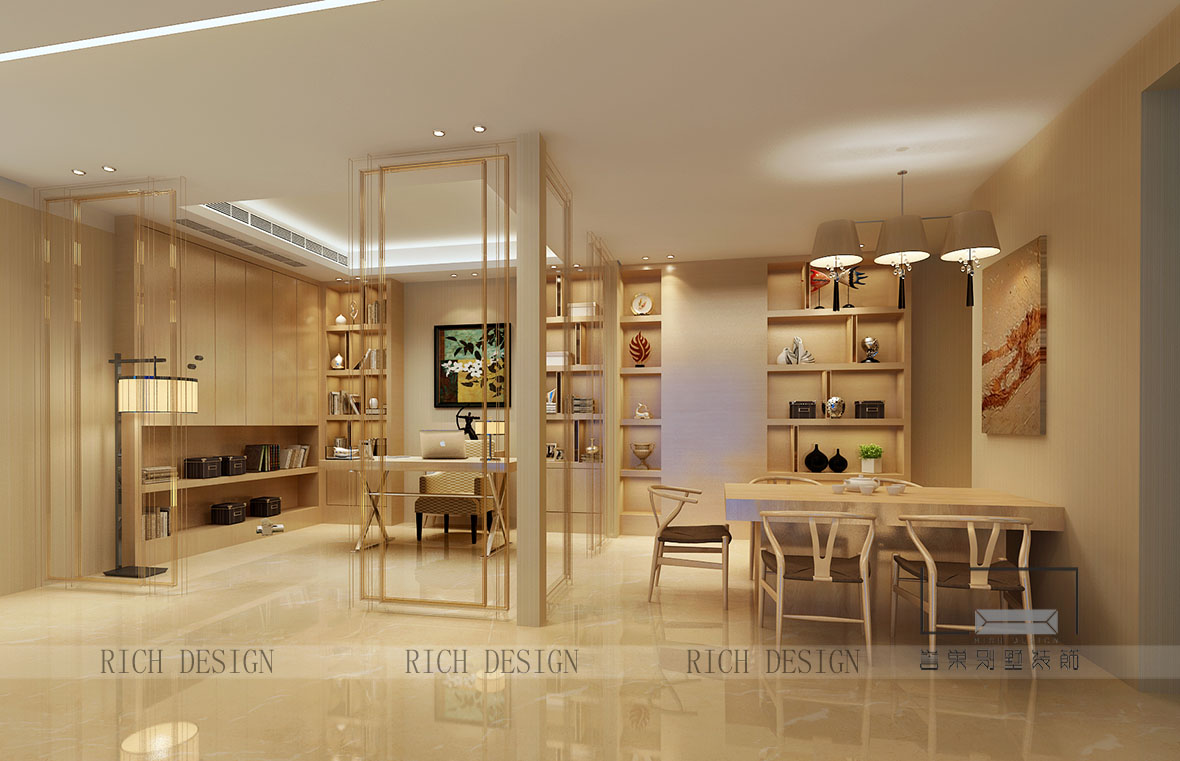 蘭江山第別墅歐式書房裝修設計效果圖