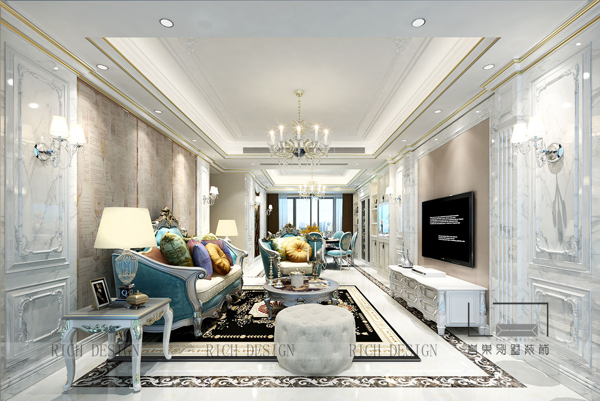 中洲一期1棟A01歐式小客廳裝修設計效果圖