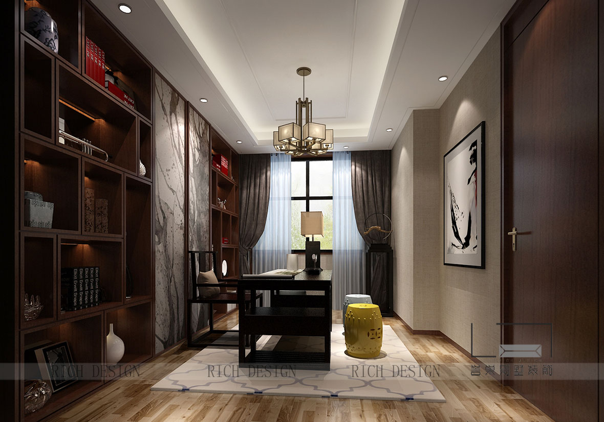 九號(hào)大院中式書房裝修 九號(hào)大院中式書房裝修效果圖