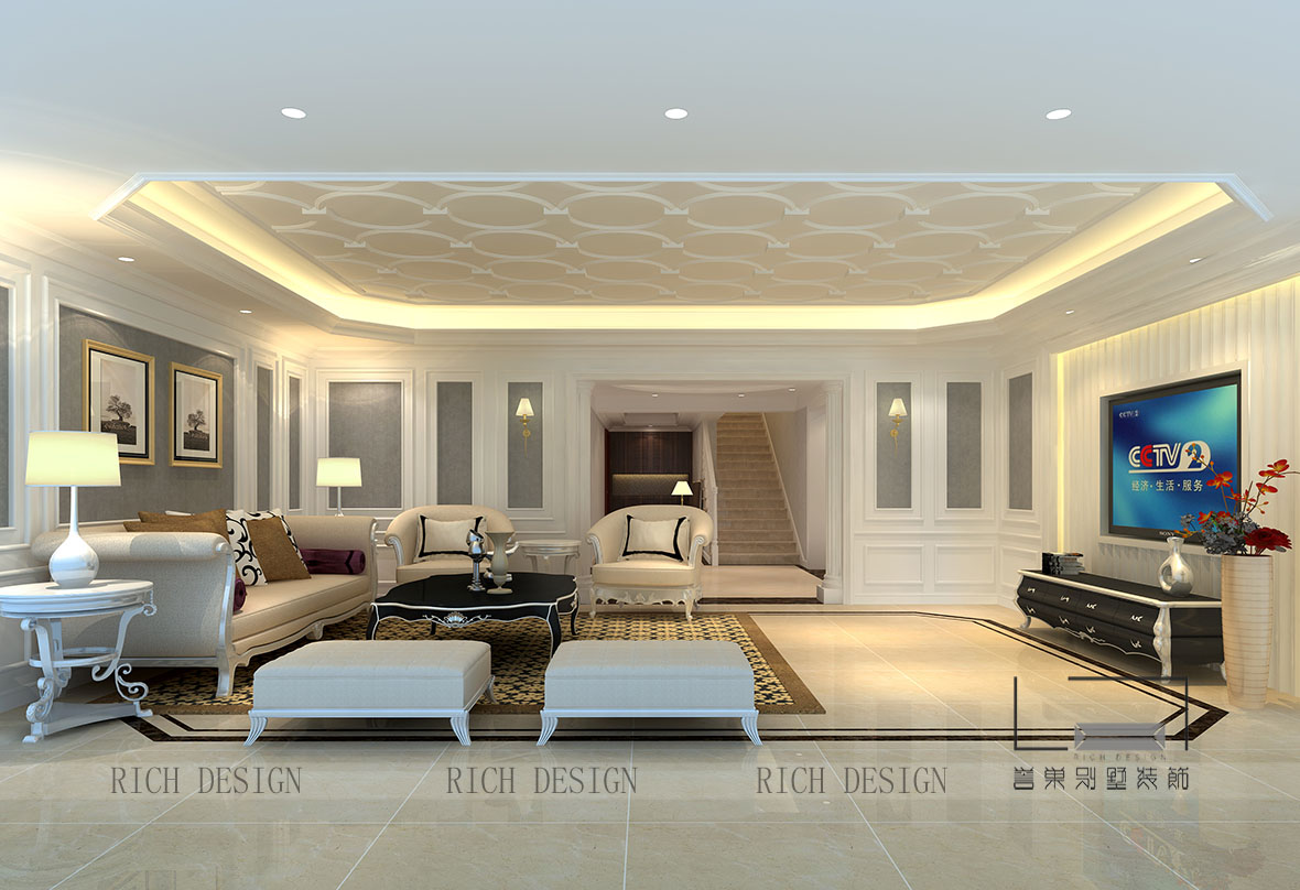 圣莫麗斯歐式別墅客廳裝修 圣莫麗斯歐式別墅客廳裝修效果圖