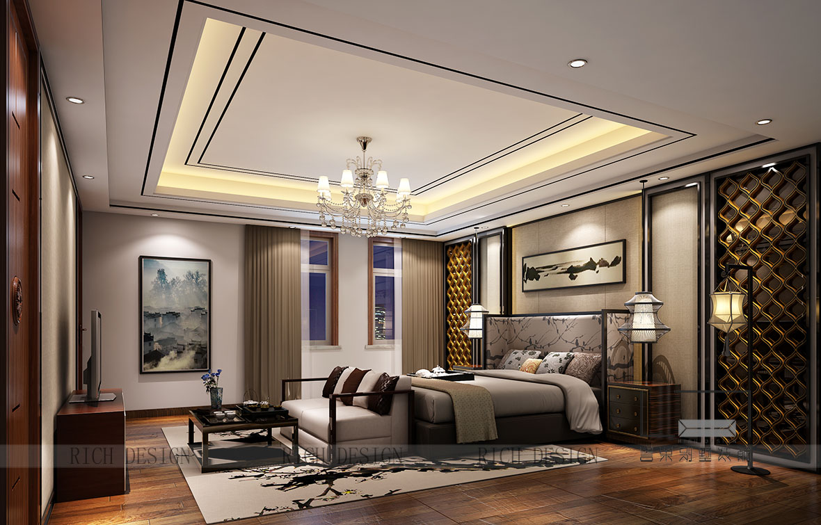 圣莫麗斯中式主臥裝飾 圣莫麗斯中式主臥裝飾效果圖