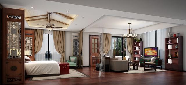 別墅中式臥室裝飾設(shè)計(jì)效果圖