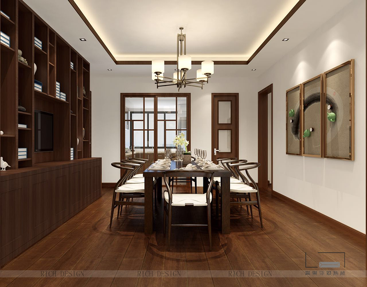 博林天瑞別墅餐廳裝修設(shè)計效果圖 博林天瑞別墅中式餐廳裝修設(shè)計