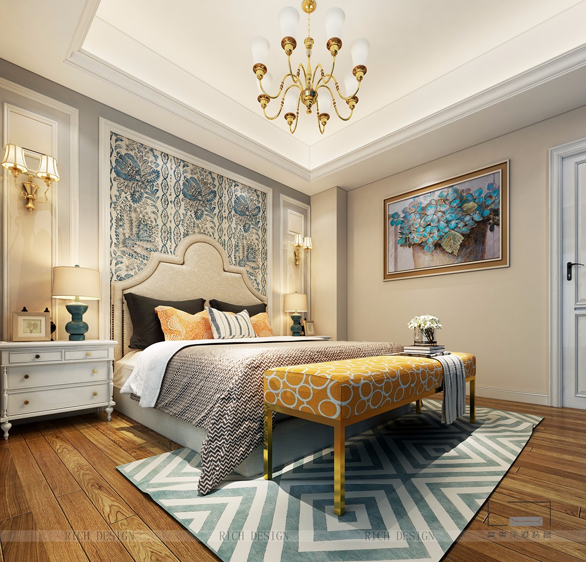 港鐵天頌美式別墅臥室裝修效果圖 港鐵天頌美式別墅臥室裝修效果圖