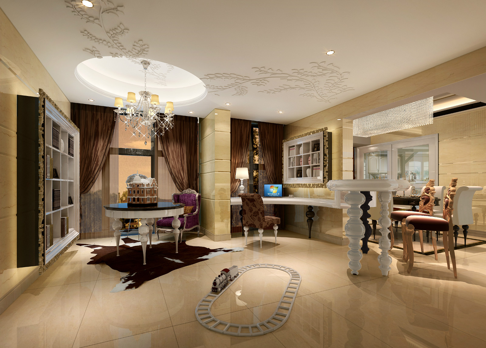 歐式書房裝飾效果圖 歐式書房裝飾效果圖