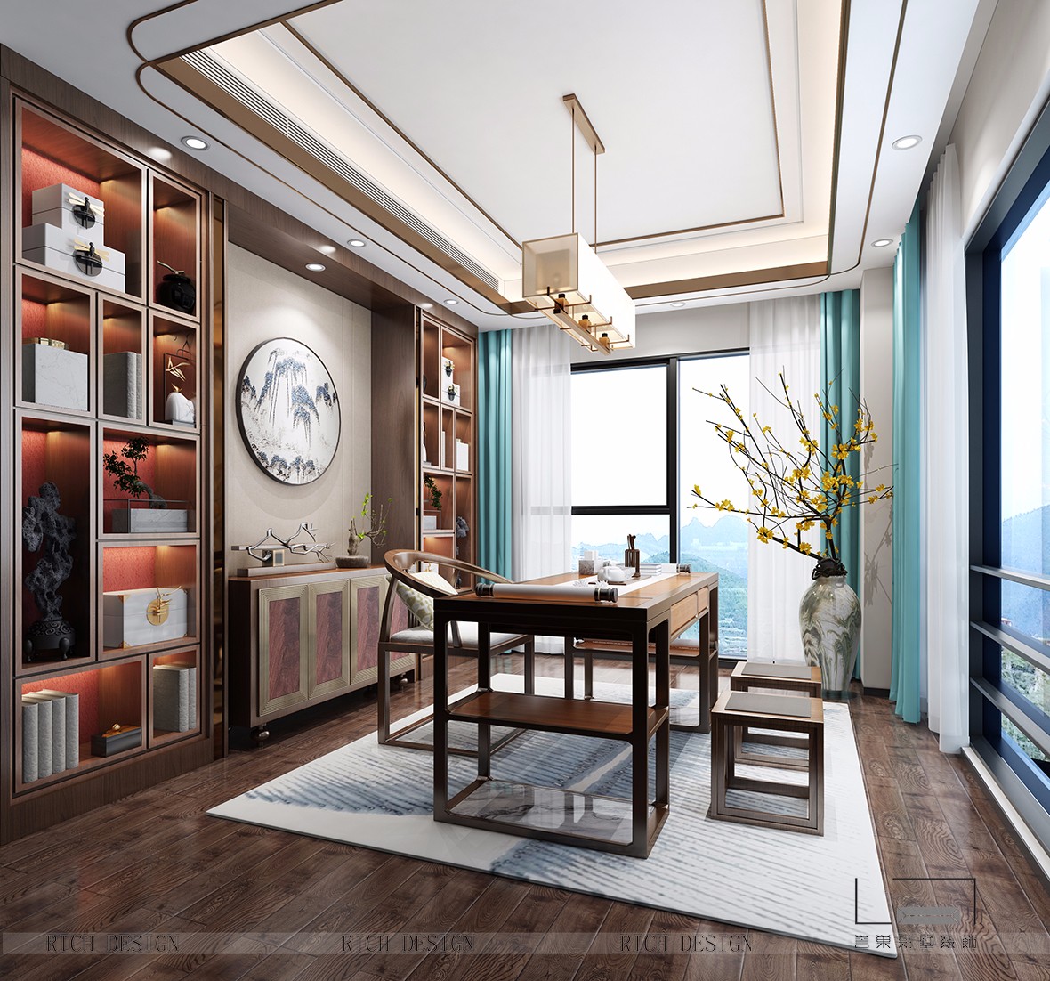 拾樂(lè)府中式書(shū)房裝飾效果圖