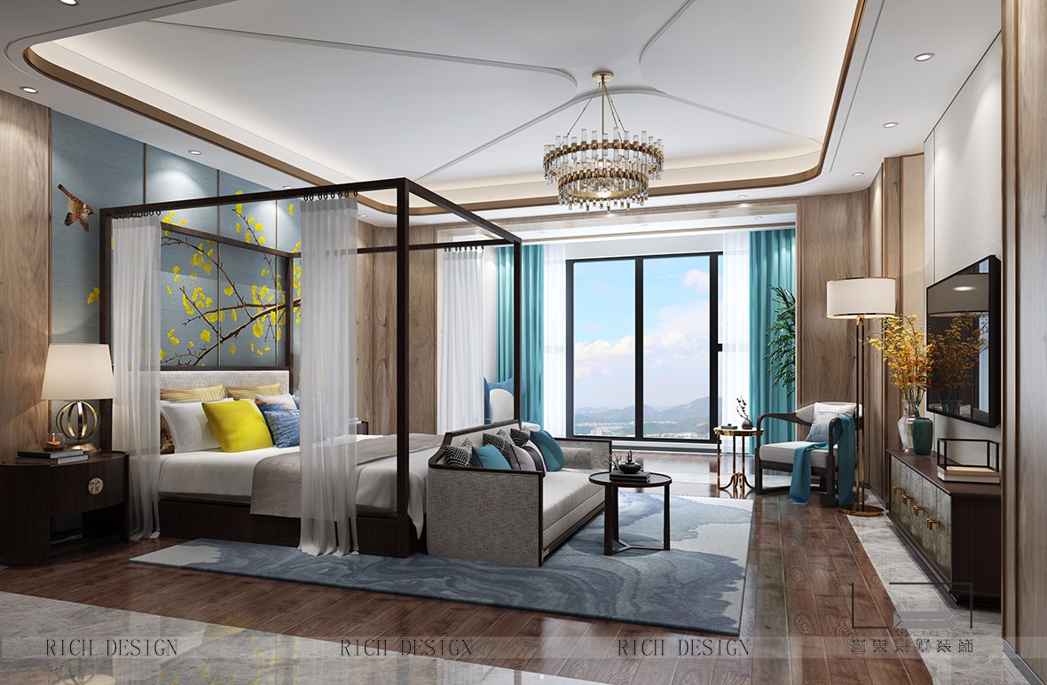 拾樂(lè)府中式主臥裝飾效果圖