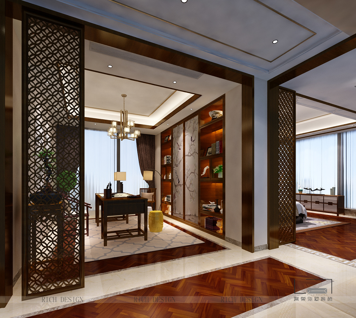 中式書(shū)房裝飾設(shè)計(jì)效果圖 中式書(shū)房裝飾設(shè)計(jì)效果圖